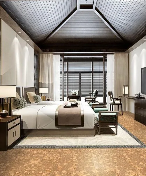 Rococo Forna Cork Flooring Luxury Bedroom Walking Comfort
