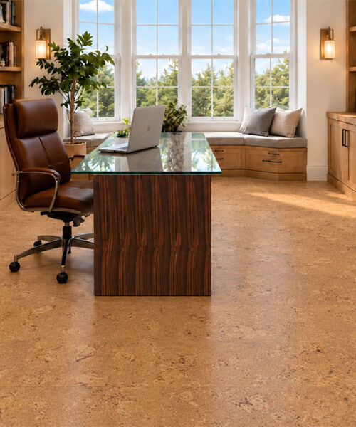 Salami - 1/4&Quot; (6Mm) - Cork Wall Tile Glue Down (Gsal6) Salami 12Mm Cork Floor Planks With Chunky Texture Brighten An Office With Built-In Cabinetry.