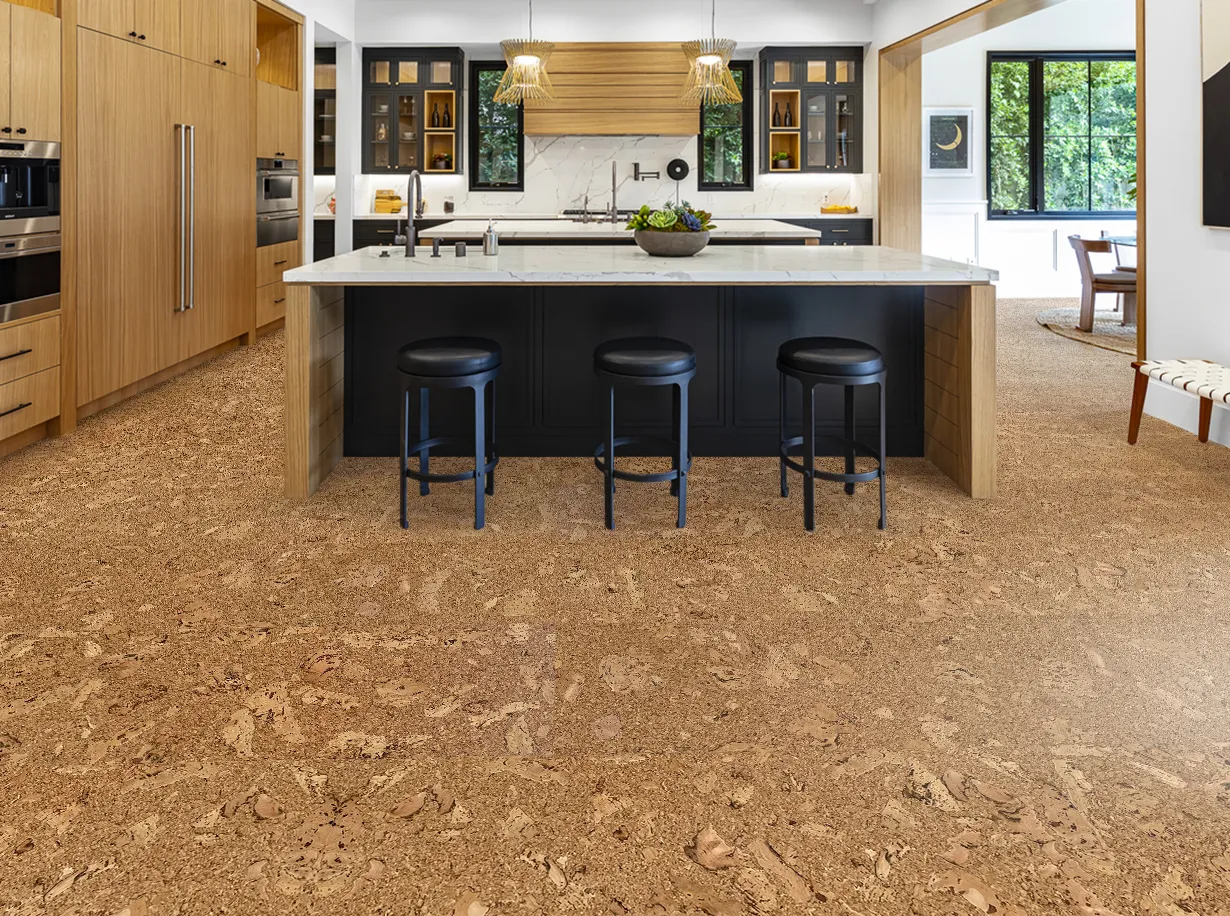 Salami Warm Confortable Cork Kitchen Floor Natural Color
