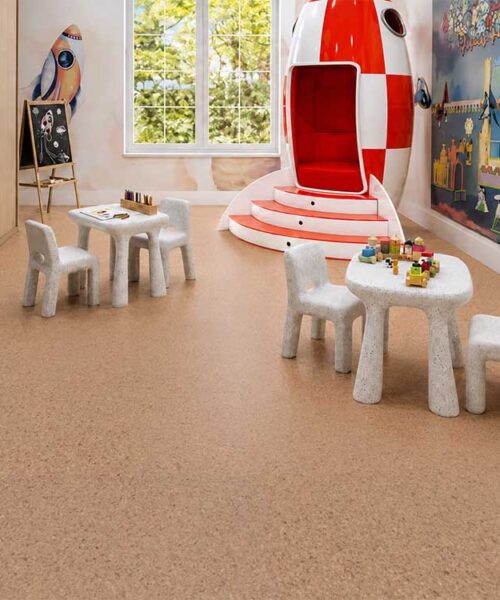 Seaside Swiss Real Cork Flooring Provides A Warm, Comfortable Surface For A Colorful Children’s Playroom.