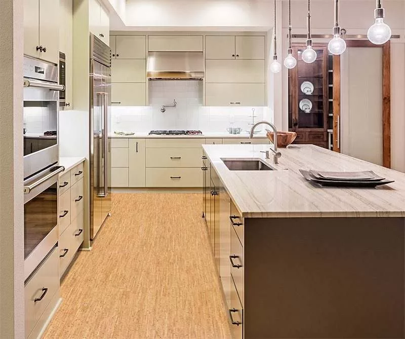 Silver Birch - 1/2&Quot; (12Mm) - Cork Floating (Fsb12) Silver Birch Cork Floor Kitchen Interior Island Sink Cabinets