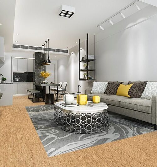 Silver Birch - 1/2&Quot; (12Mm) - Cork Floating (Fsb12) Silver Birch Cork Floor Modern Living Room