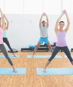 Silver Birch Forna Cork Flooring Sporty Class Doing Pilate Exercises Fitness Yoga
