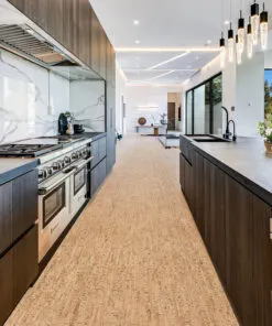 Silver Birch Forna Cork Flooring Tiles Reduce Noise Fast Installation Eco-Friendly Design Kitchen