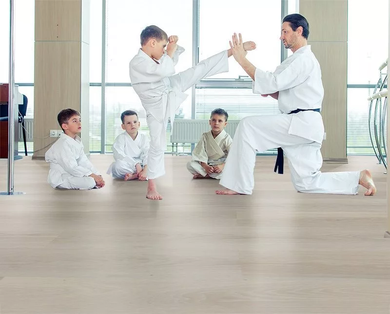 Silver Pine Fusion Cork Flooring Karate Dojo Training Room
