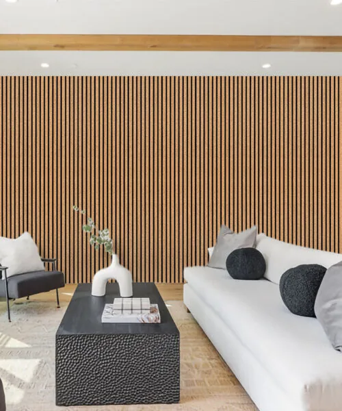 Slat Dark Natural Cork 3D Acoustic Wall Panels