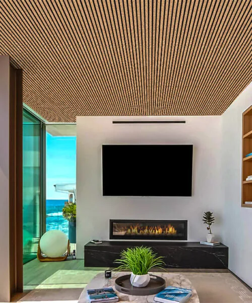 Slat Dark Natural Cork Echo Reducer Ceiling Large Room Panels