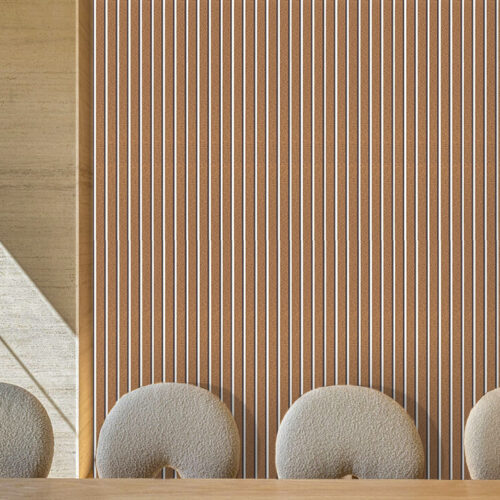 slat white natural 3D acoustic cork wall panels biodegradable