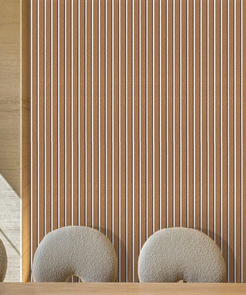 Slat White Natural 3D Acoustic Cork Wall Panels Biodegradable