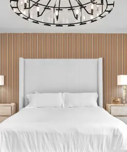 Slat White Natural 3D Acoustic Feature Cork Wall Panels Bed Room