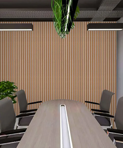 slat white natural 3D acoustic office cork wall panels