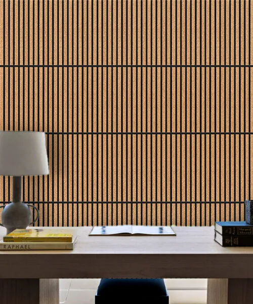 Slatwall Dark Natural 43/64” (17Mm) 3D Acoustic Cork Wall Panels Slatwall Dark Natural 3D Acoustic Cork Wall Panels