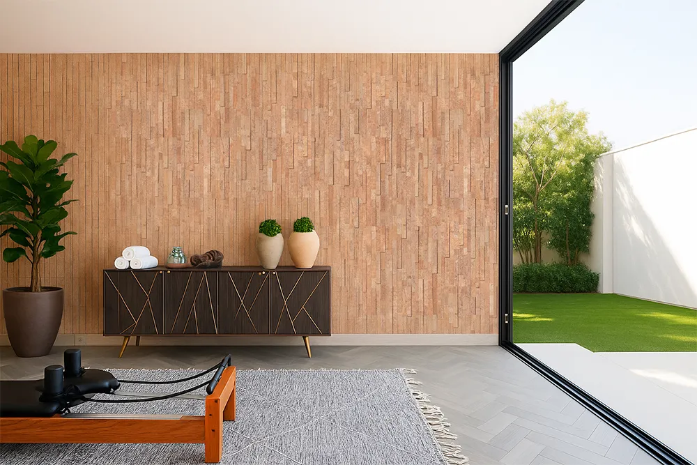 Slimwood Cork Tiles Modern Accent Wall Gym Sound Absorbing Panels