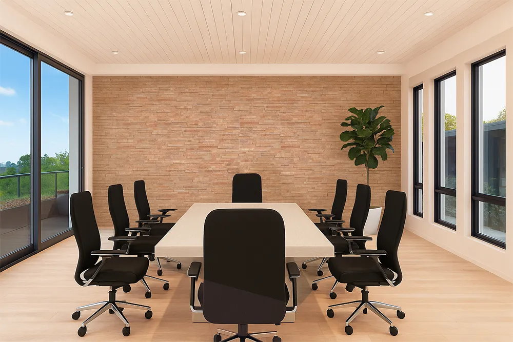 Slimwood Cork Wall Tiles Conference Room Feature Wall