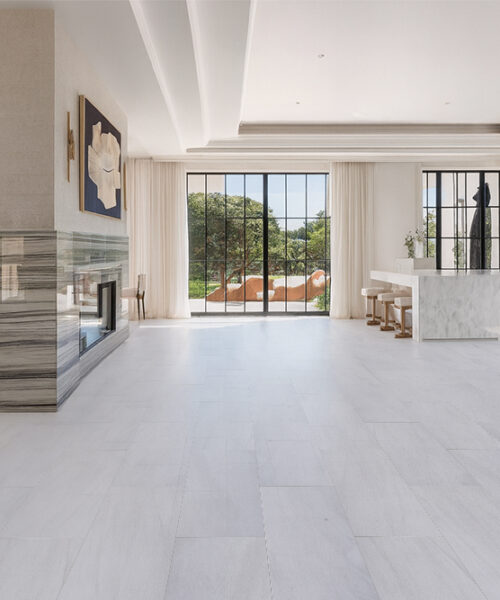 Snowstone - 19/64&Quot; (7.5Mm) - Swiss Techslate (Mcsnows7.5) Snowstone Techalate Swiss Floating Environmentally Certified Large Area Flooring Without Expansion Joints