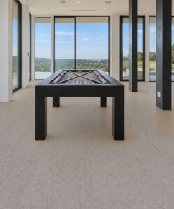 Modular - 7/16&Quot; (11Mm) - Swiss Real Cork Floating (Fmod11) Stylish Game Room With Billiards Table Set On Light Gray Cork Flooring And Expansive Window Views