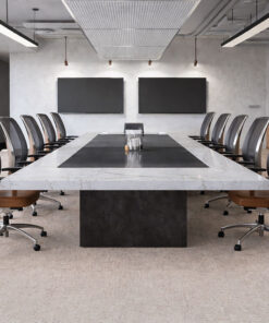 Modular - 7/16&Quot; (11Mm) - Swiss Real Cork Floating (Fmod11) Professional Conference Room With Large Meeting Table And Durable Light Gray Cork Flooring