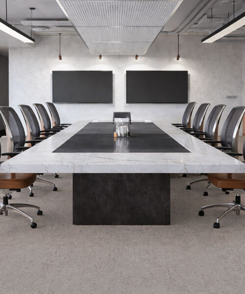 Modular - 7/16&Quot; (11Mm) - Swiss Real Cork Floating (Fmod11) Professional Conference Room With Large Meeting Table And Durable Light Gray Cork Flooring