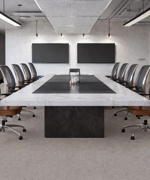 Modular - 7/16&Quot; (11Mm) - Swiss Real Cork Floating (Fmod11) Professional Conference Room With Large Meeting Table And Durable Light Gray Cork Flooring