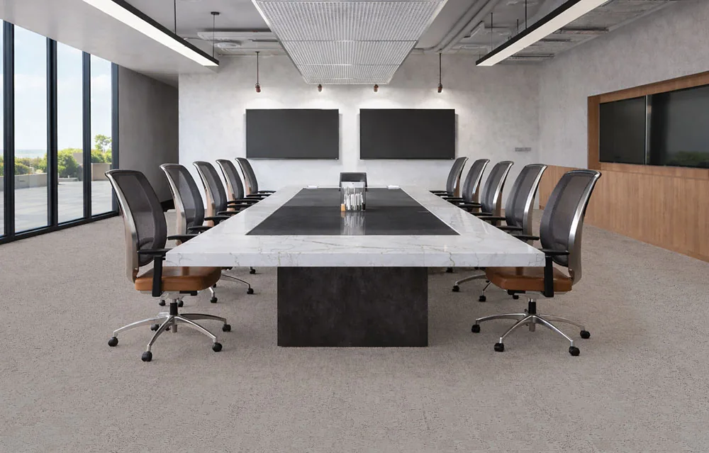 Modular - 7/16&Quot; (11Mm) - Swiss Real Cork Floating (Fmod11) Professional Conference Room With Large Meeting Table And Durable Light Gray Cork Flooring