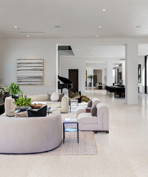 Terrazzo White Cork Flooring Basement Warm Bright Colors