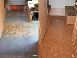Trailer Flooring, Walls, Ceilings, Cork Tiles Trailer Flooring Cork Tiles Before After Sand Marble