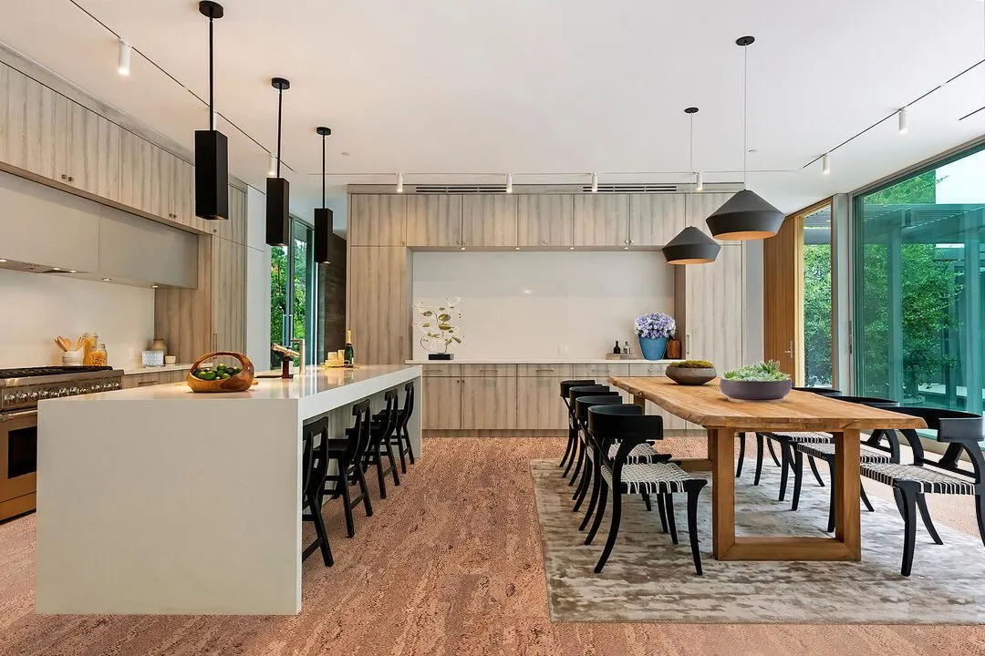 Umber Cork Flooring Swiss Made In Dining Room And Kitchen