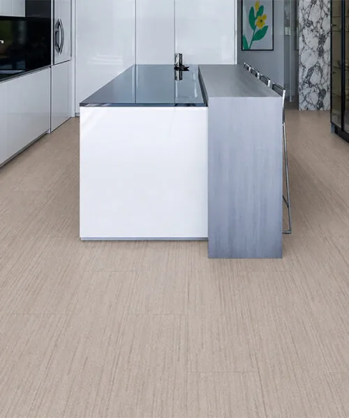 Vertical - 7/16&Quot; (11Mm) - Swiss Real Cork Floating (Fvtc11) Vertical Swiss Real Cork Floating Flooring Installed In A Contemporary White Kitchen