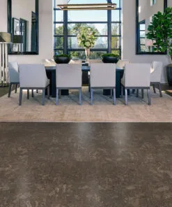 Walnut Burlwood Cork Flooring For Dark Dinning Room