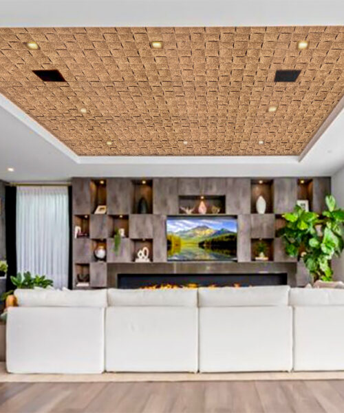 Wave Wood 25/32” (20Mm) 3D Acoustic Cork Wall Panels (Wwwo20) Wave Wood 3D Acoustic Cork Sound Diffuser Ceiling Panels.