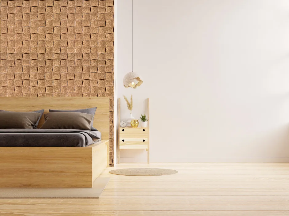 Wave Wood 25/32” (20Mm) 3D Acoustic Cork Wall Panels (Wwwo20) Wave Wood 3D Acoustic Cork Wall Panel Bedroom Energy-Efficient