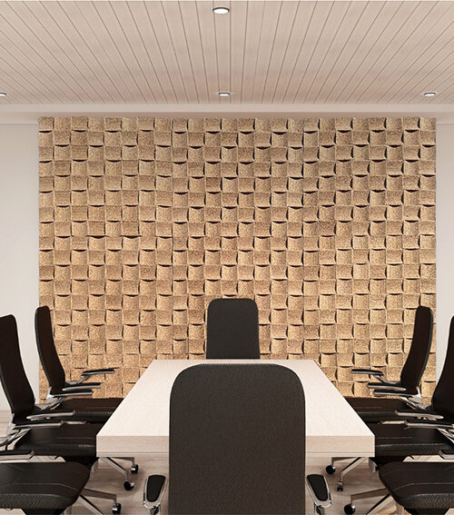 Wave Wood 25/32” (20Mm) 3D Acoustic Cork Wall Panels (Wwwo20) Wave Wood 3D Acoustic Cork Wall Panel Conference Room Decorative Sound Absorption