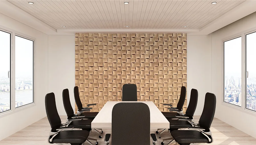 Wave Wood 25/32” (20Mm) 3D Acoustic Cork Wall Panels (Wwwo20) Wave Wood 3D Acoustic Cork Wall Panel Conference Room Decorative Sound Absorption