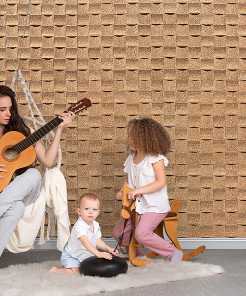 Wave Wood 25/32” (20Mm) 3D Acoustic Cork Wall Panels (Wwwo20) Wave Wood 3D Acoustic Cork Wall Panel Music Room Sound-Reducing Decorative