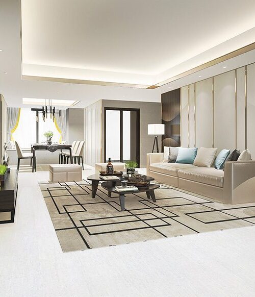 White Bamboo Forna Cork Floor Luxury Modern Living Room