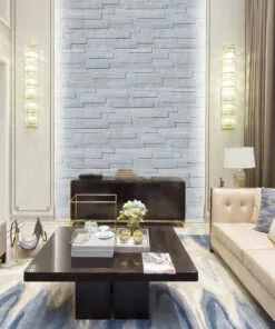 Whitewash Brick Cork Wall Tiles Acoustic Insulation Living Room