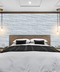Whitewashed Brick Cork Wall Tiles Acoustic Hotel Bed Room