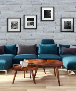 Whitewashed Brick Cork Wall Tiles Acoustic Living Room