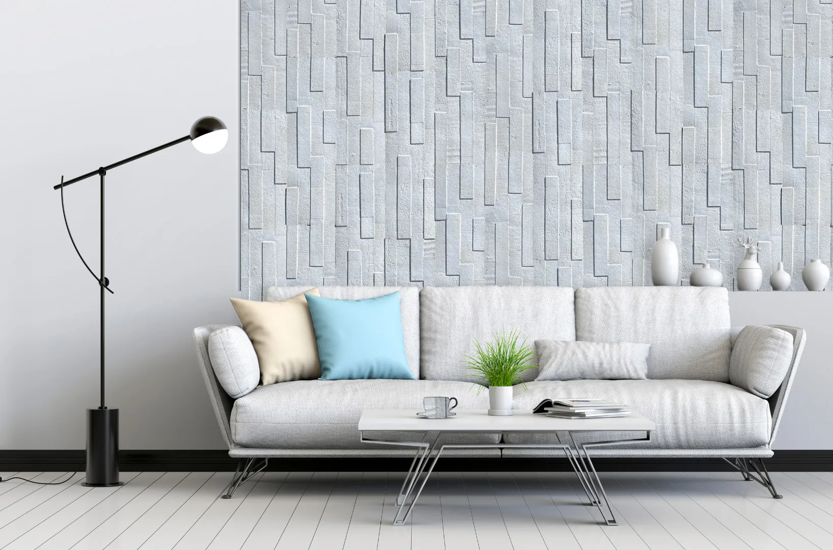 Whitewashed Brick Cork Wall Tiles Acoustic