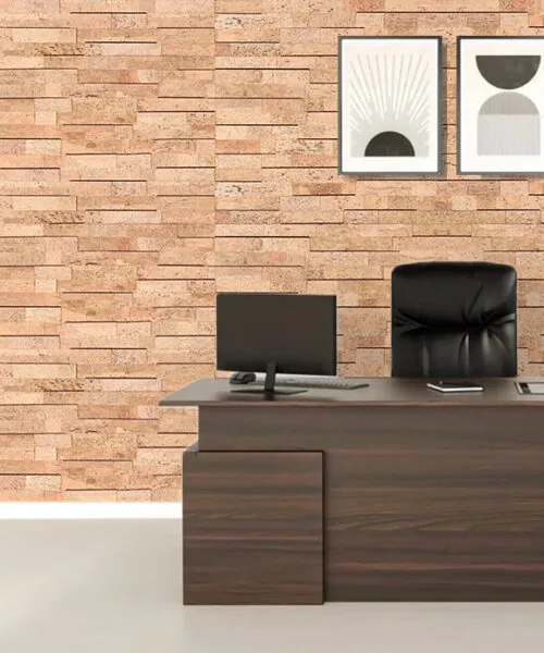 Wood Bricks - 23/64&Quot; (7Mm) - Cork Wall Tile (Wwobr7) Wood Brick Acoustic Cork Wall Tiles In Office