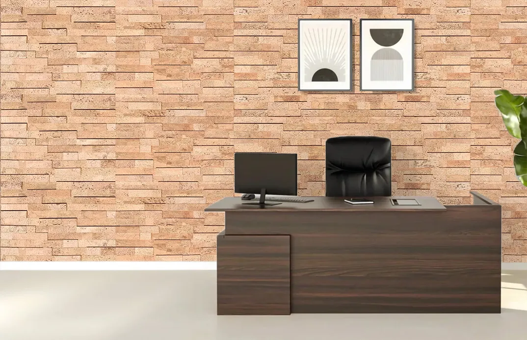 Wood Brick Acoustic Cork Wall Tiles In Office