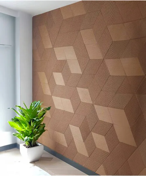 Striato Natural - 7/16&Quot; (11Mm) - 3D Cork Wall Panels (Wsn11) Wood Rigato Natural 3D Acoustic Cork Wall Panels
