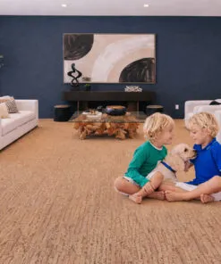 Pet-Friendly Living Room With Woodflow Cork Flooring, Offering Comfort, Warmth, And Easy Maintenance