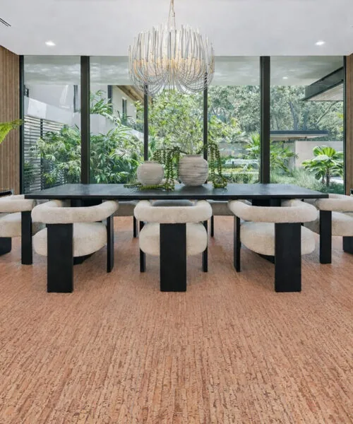 Woodflow - 1/2&Quot; (12Mm) - Cork Floating (Fwof12) Contemporary Dining Room With Woodflow Cork Flooring And Warm, Natural Wood Tones
